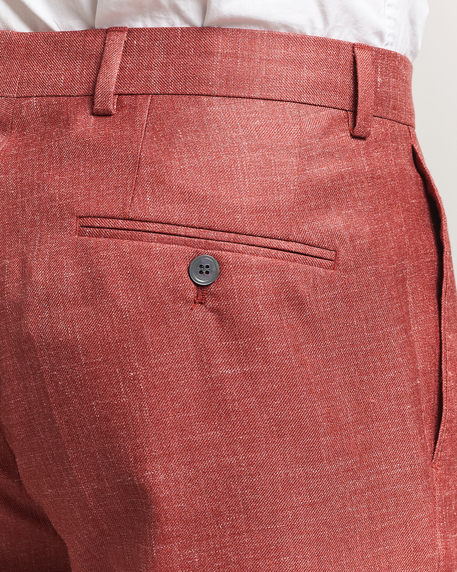 Homme | Pantalons | Oscar Jacobson | Del S Wool/Silk/Linen Trousers Red