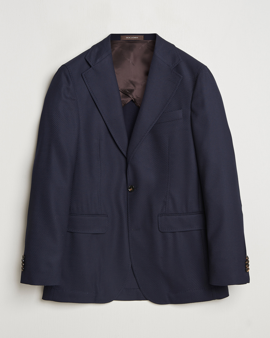 Homme | Blazers | Oscar Jacobson | Fellow EVO Structured Loro Piana Wool Blazer Navy
