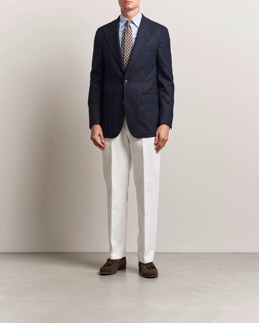 Homme | Blazers | Oscar Jacobson | Fellow EVO Structured Loro Piana Wool Blazer Navy