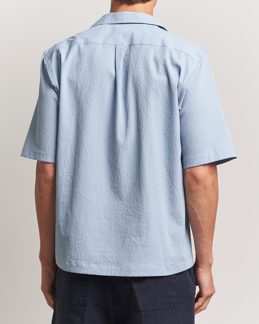 Homme | Chemises | Oscar Jacobson | Reg Fit Cuba Seersucker Shirt Light Blue