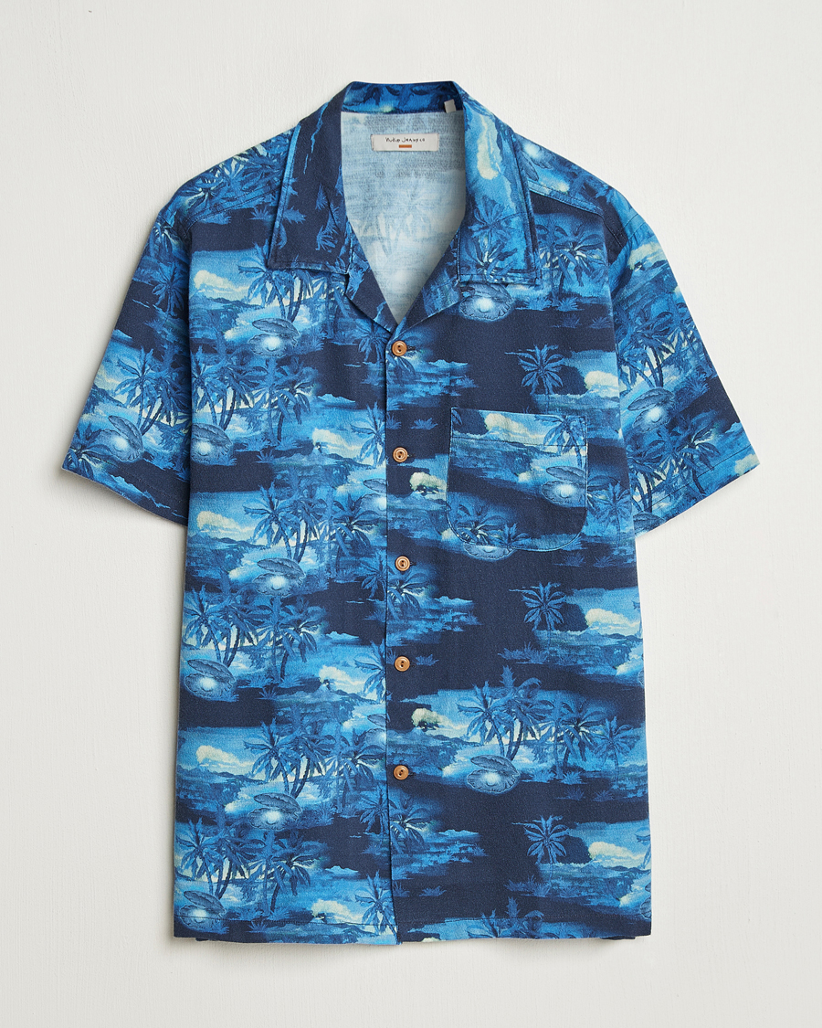 Homme | Chemises | Nudie Jeans | Arvid Pearls Hawaii Shirt Blueberry