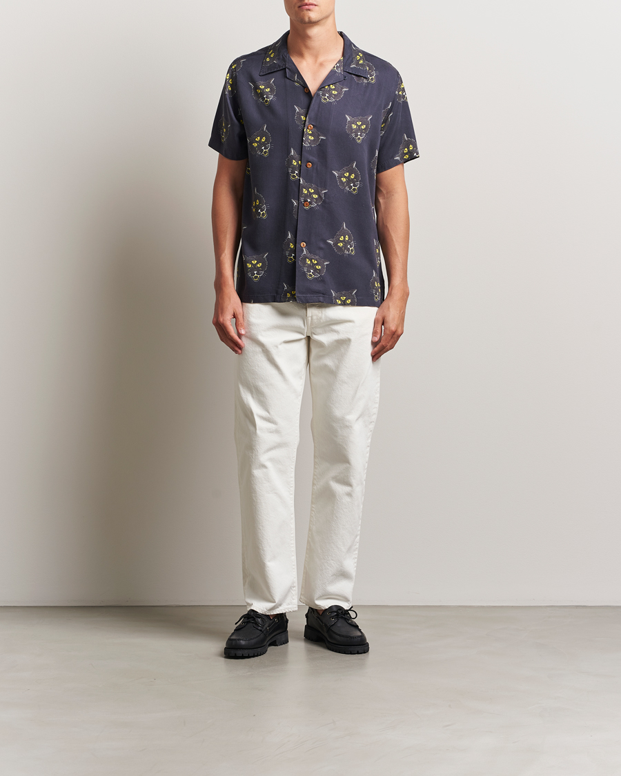 Homme | Chemises | Nudie Jeans | Arvid The Cat Hawaii Shirt Antracite