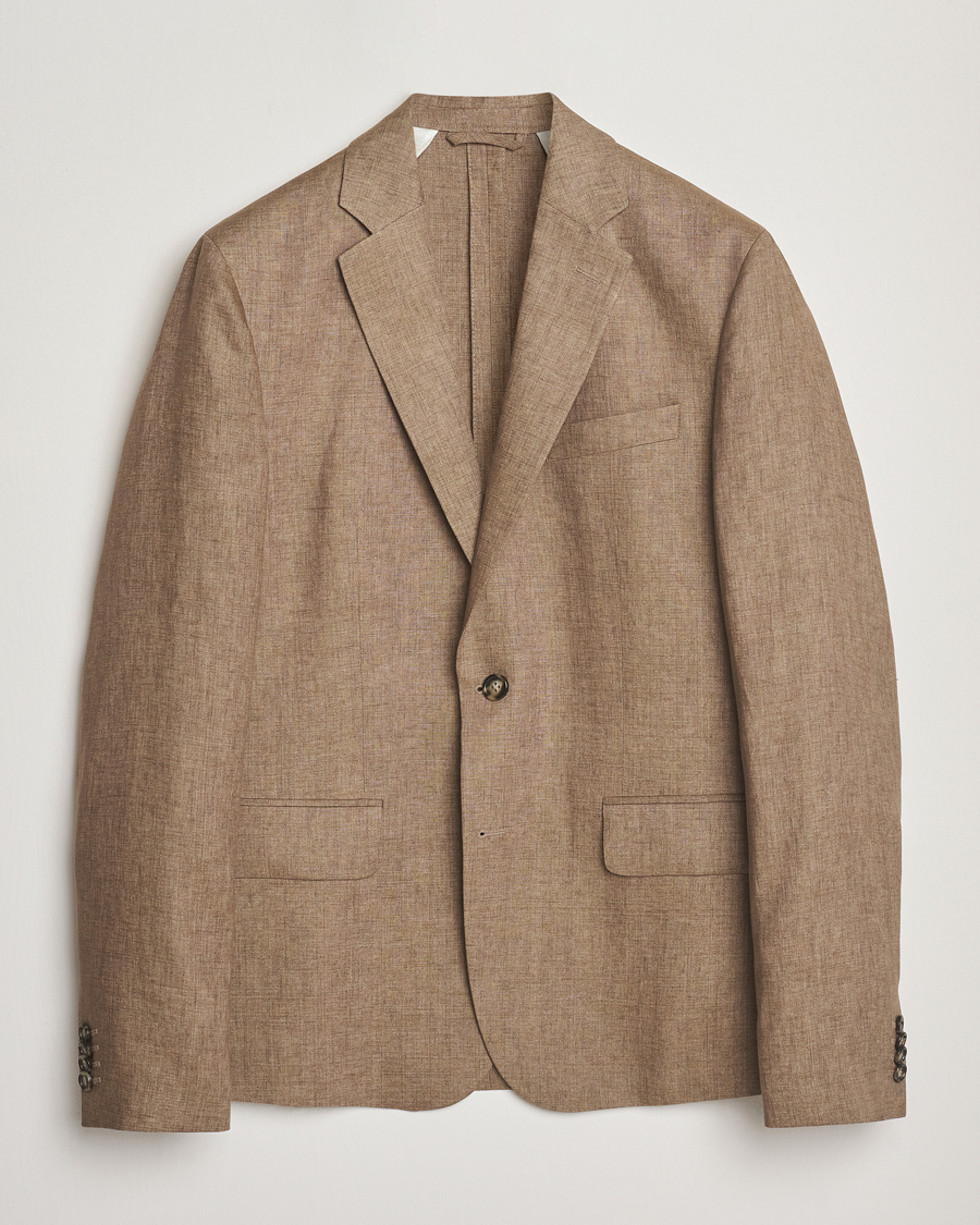 Homme | Blazers | J.Lindeberg | Elton Unlined Super Linen Blazer Nutmeg