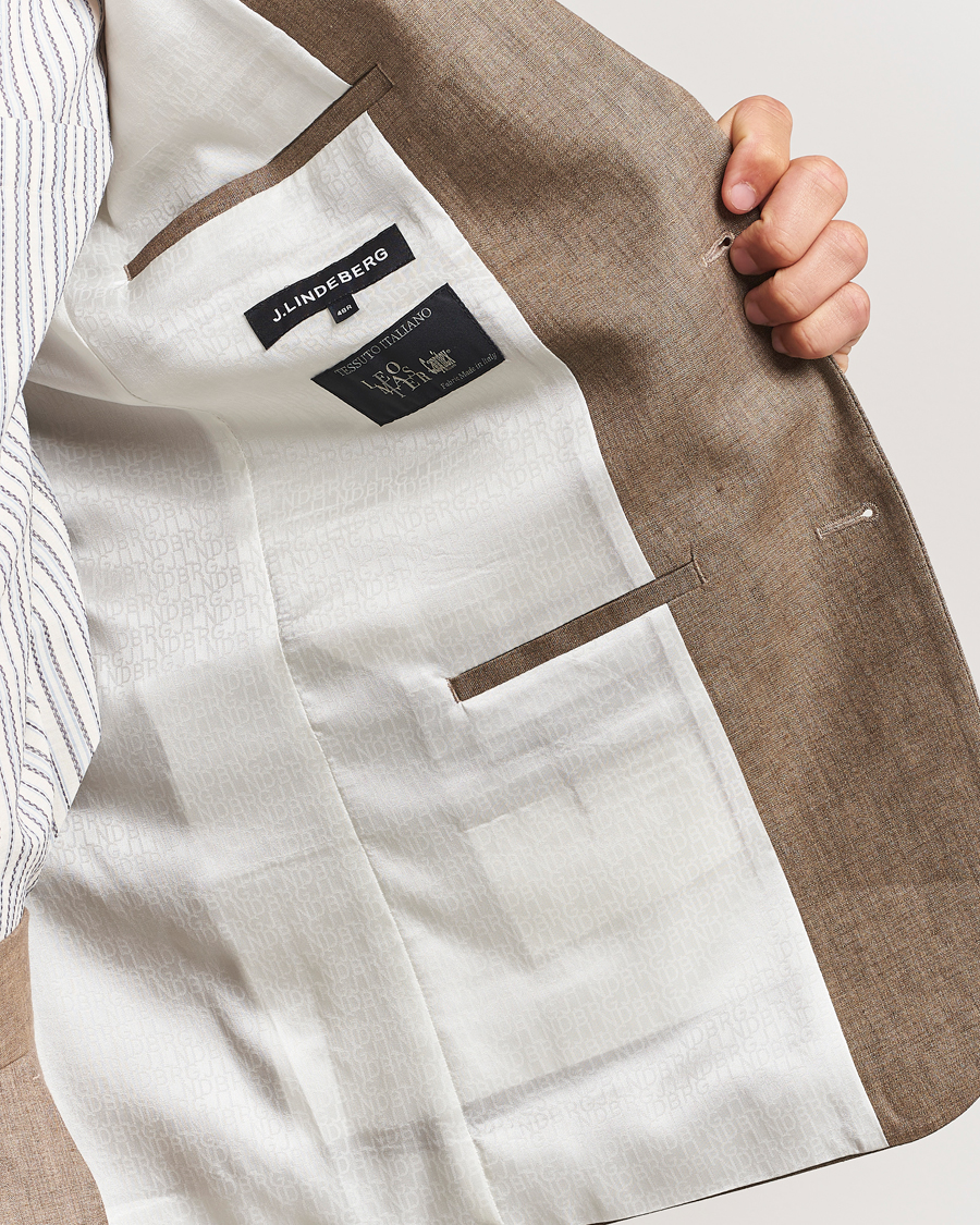 Homme | Blazers | J.Lindeberg | Elton Unlined Super Linen Blazer Nutmeg