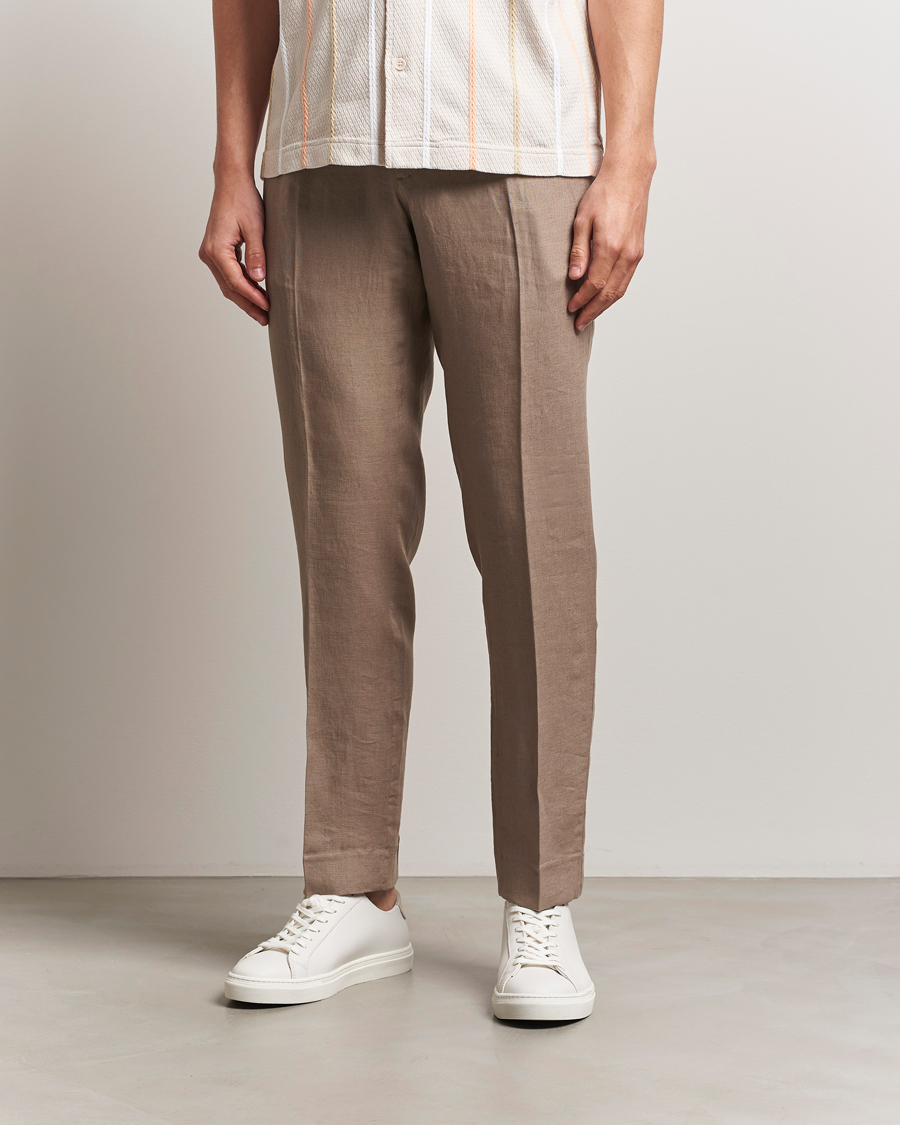 Homme | Pantalons | J.Lindeberg | Soren Drape Linen Pants Nutmeg