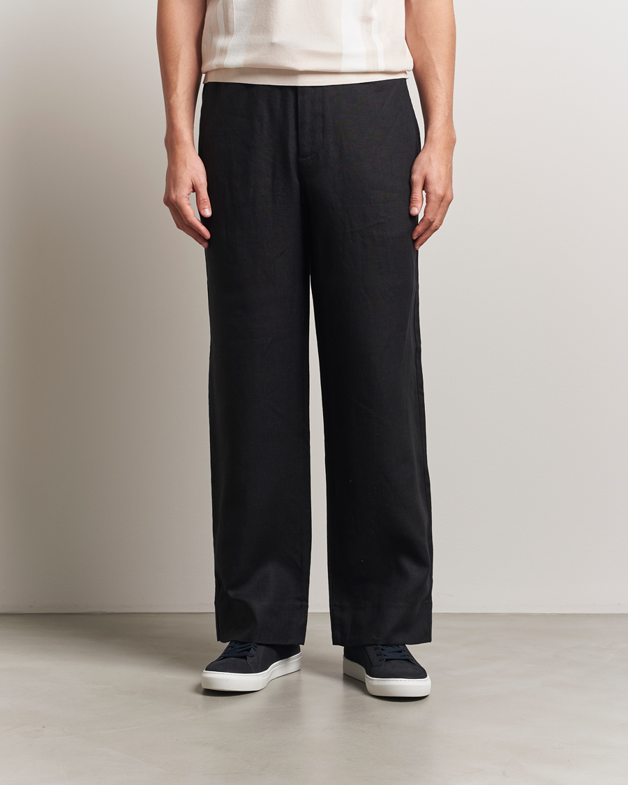 Homme | Pantalons | J.Lindeberg | Noah Drape Linen Pants Black