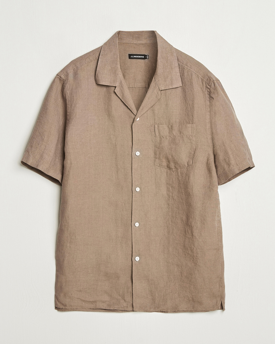 Homme | Chemises | J.Lindeberg | Elio Linen Melange Shirt Nutmeg