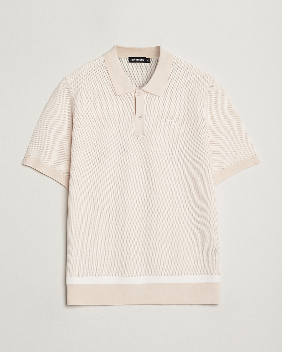 Homme | Polos | J.Lindeberg | Reymond Structure Knit Polo Moonbeam