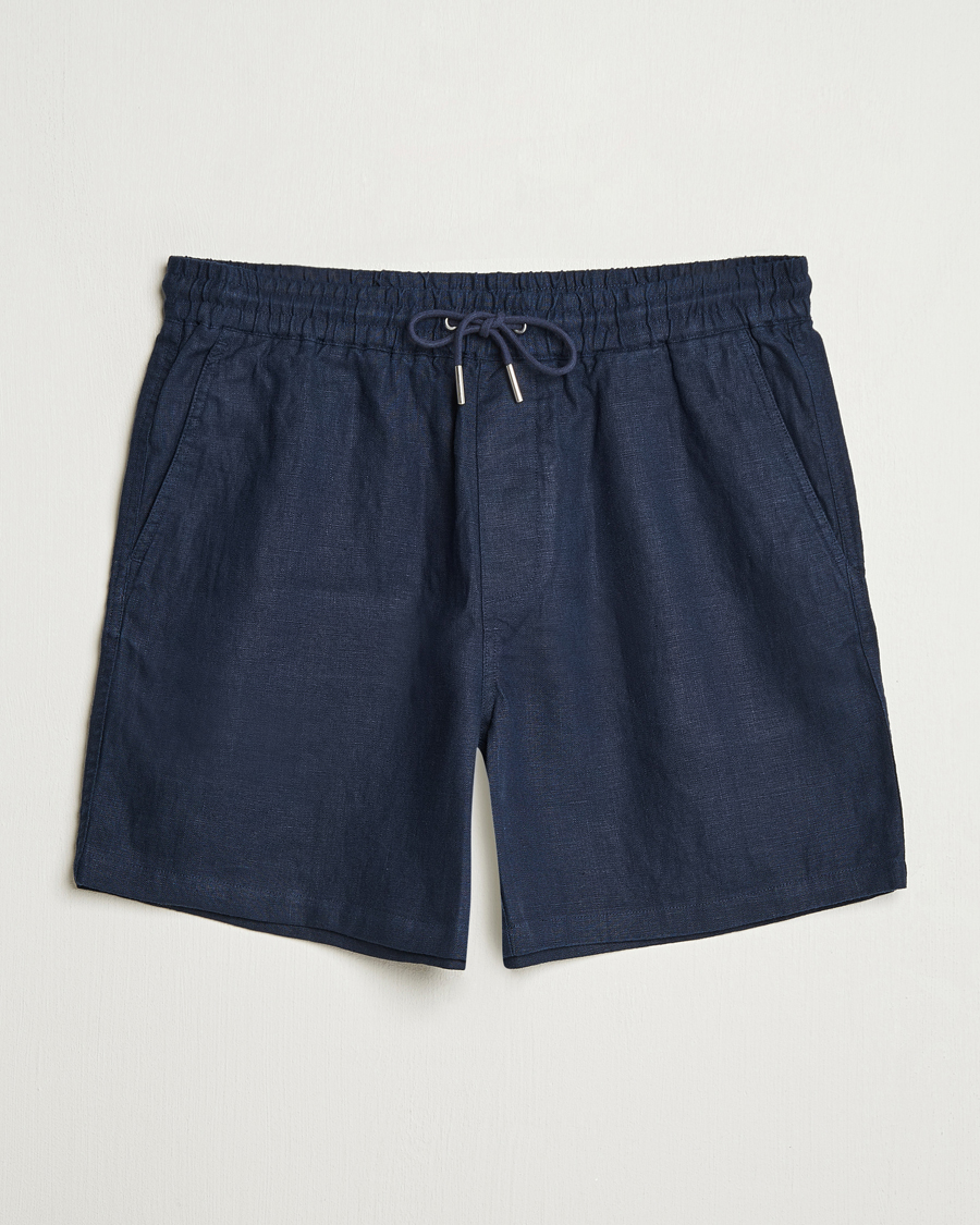 Homme | Shorts | NN07 | Gregor Linen Drawstring Shorts Navy Blue