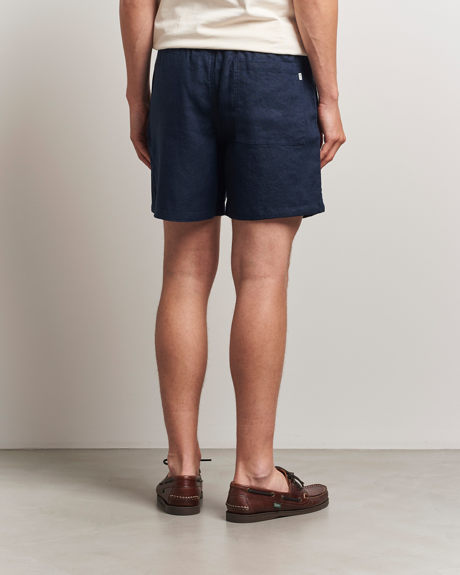 Homme | Shorts | NN07 | Gregor Linen Drawstring Shorts Navy Blue