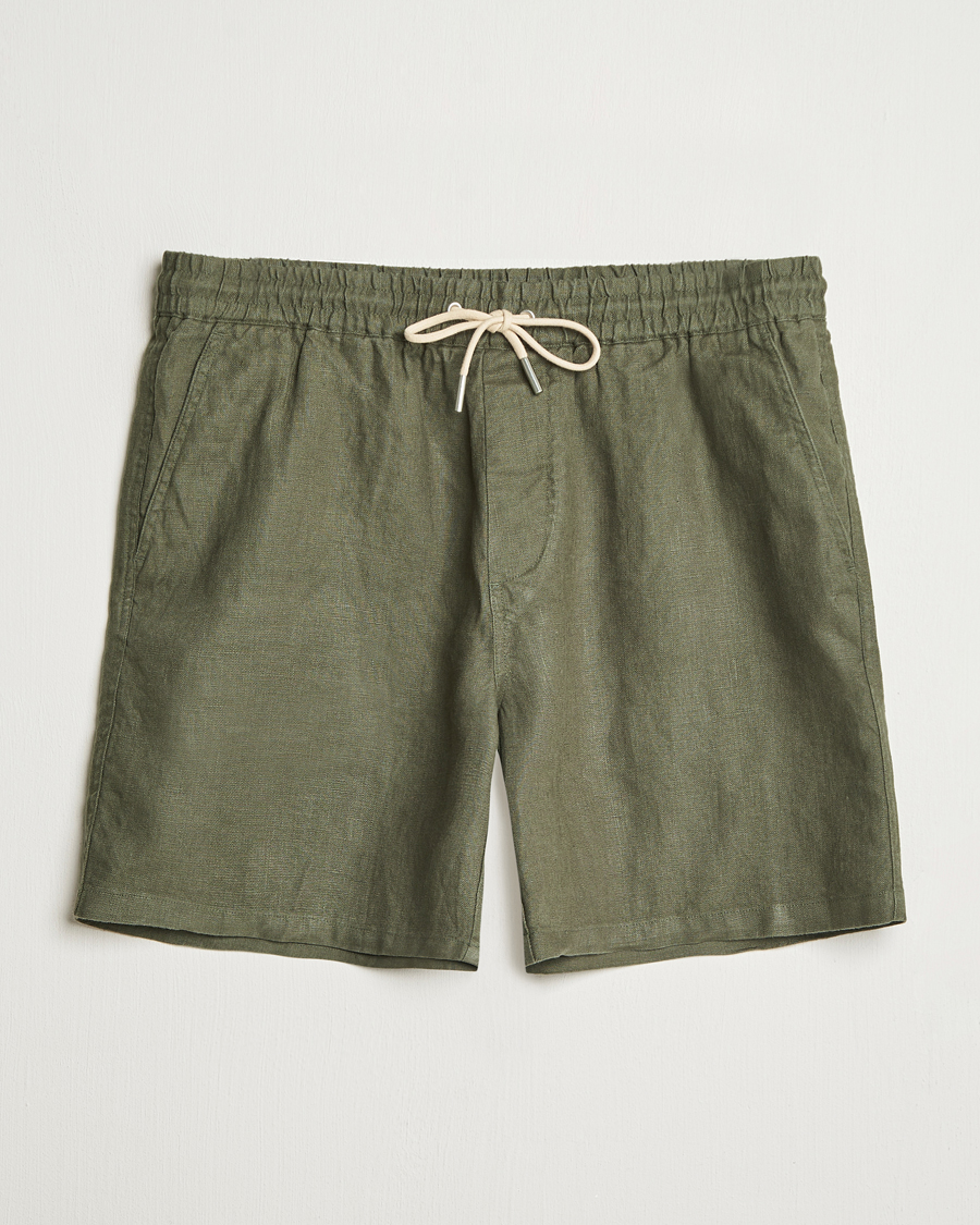 Homme | Shorts | NN07 | Gregor Linen Drawstring Shorts Croc Green
