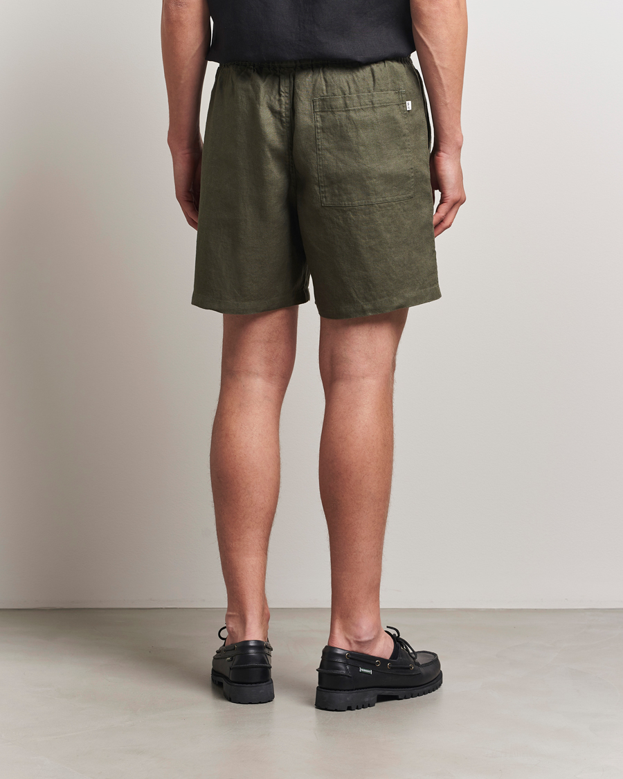 Homme | Shorts | NN07 | Gregor Linen Drawstring Shorts Croc Green