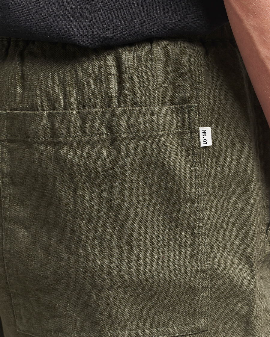 Homme | Shorts | NN07 | Gregor Linen Drawstring Shorts Croc Green