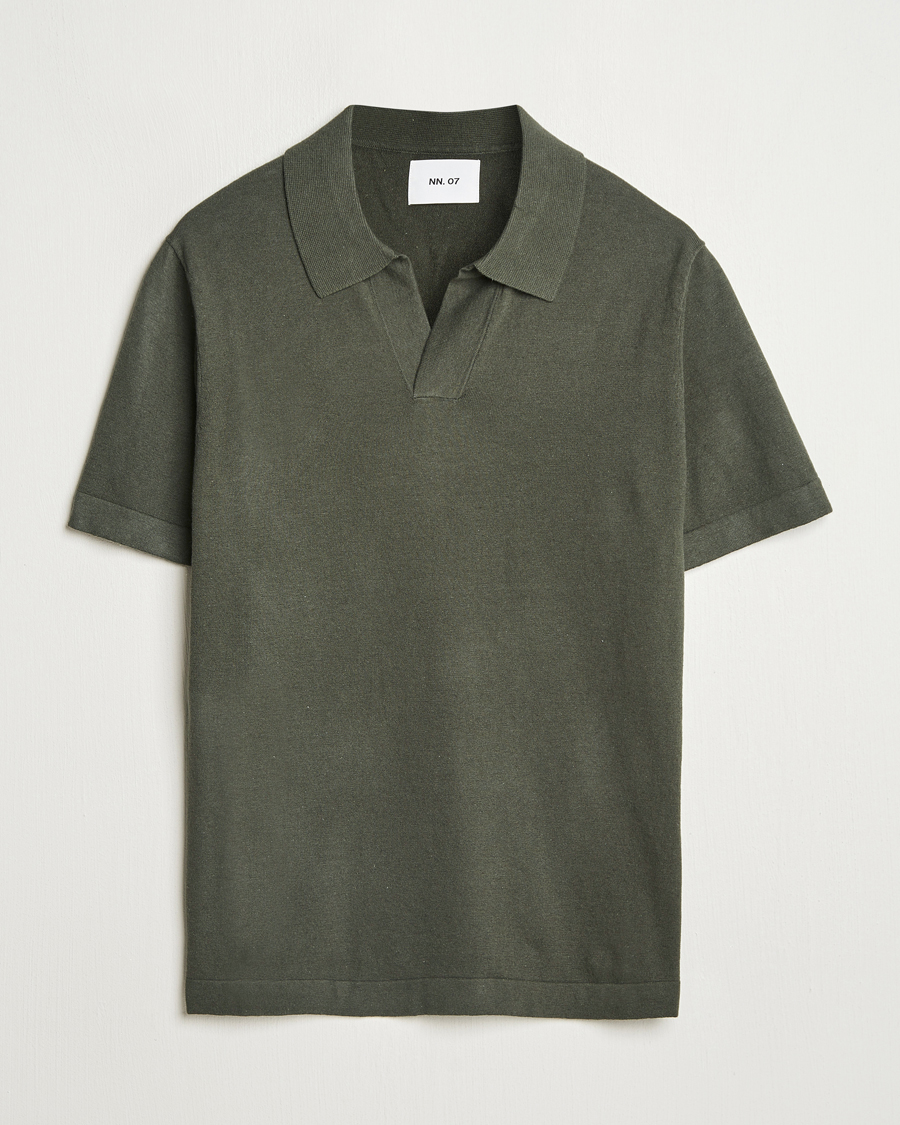 Homme | Polos | NN07 | Ryan Cotton/Linen Polo Croc Green