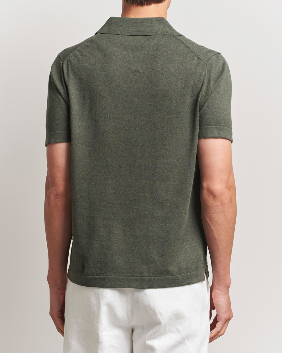 Homme | Polos | NN07 | Ryan Cotton/Linen Polo Croc Green