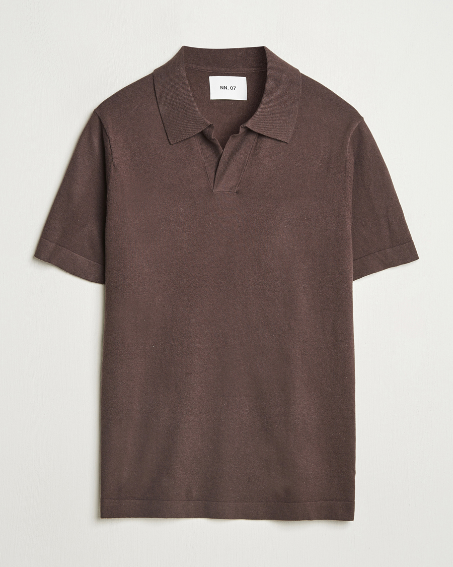 Homme | Polos | NN07 | Ryan Cotton/Linen Polo Coffee