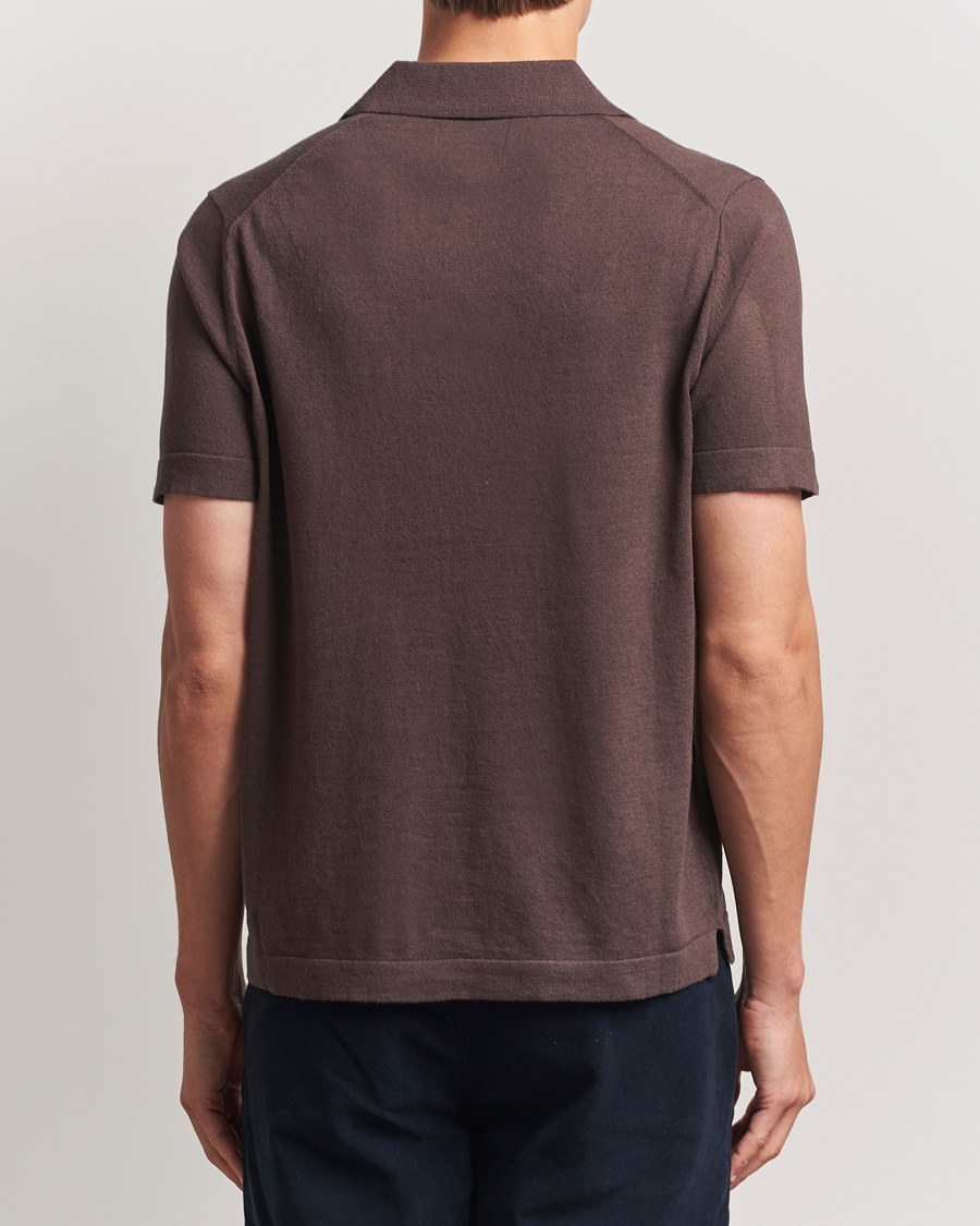 Homme | Polos | NN07 | Ryan Cotton/Linen Polo Coffee