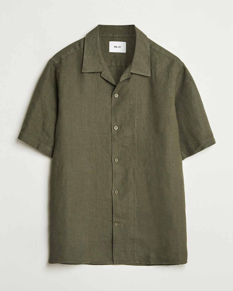 Homme | Chemises | NN07 | Julio Linen Resort Shirt Croc Green