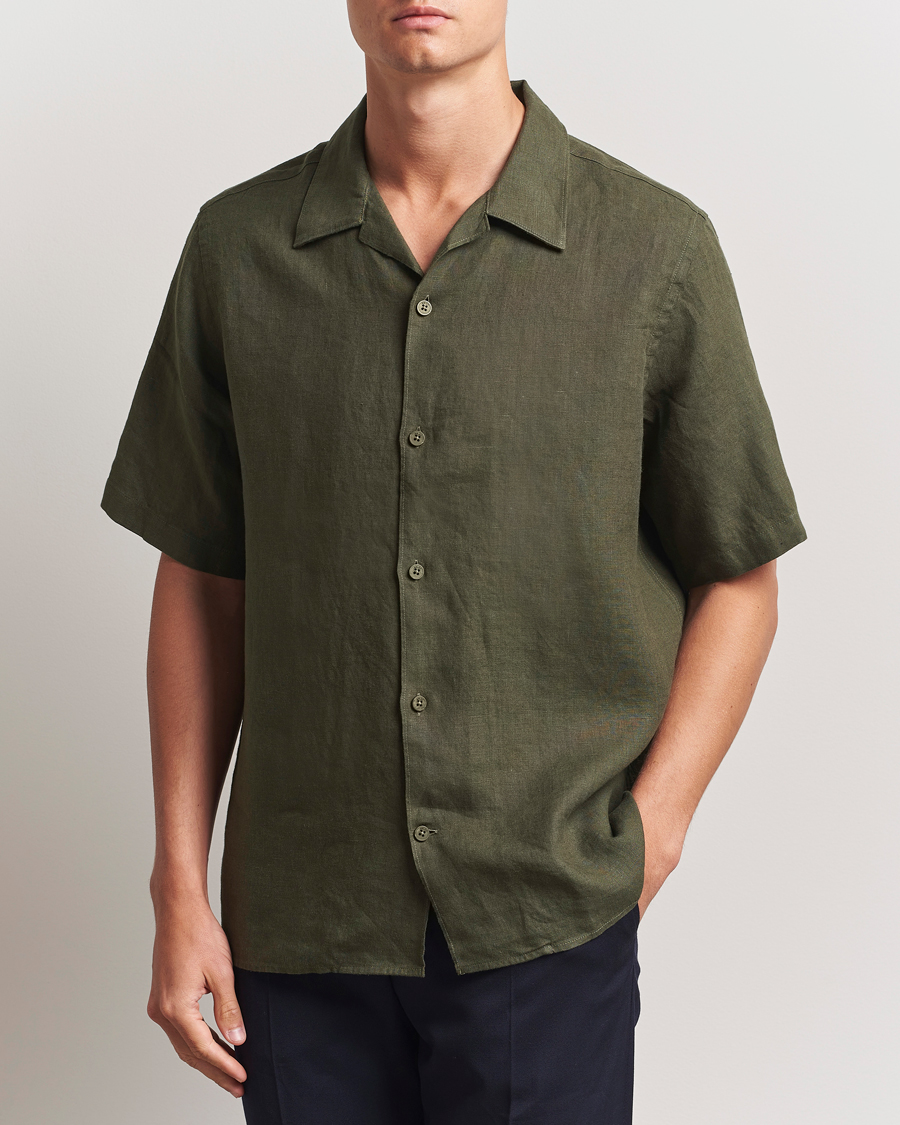 Homme | Chemises | NN07 | Julio Linen Resort Shirt Croc Green