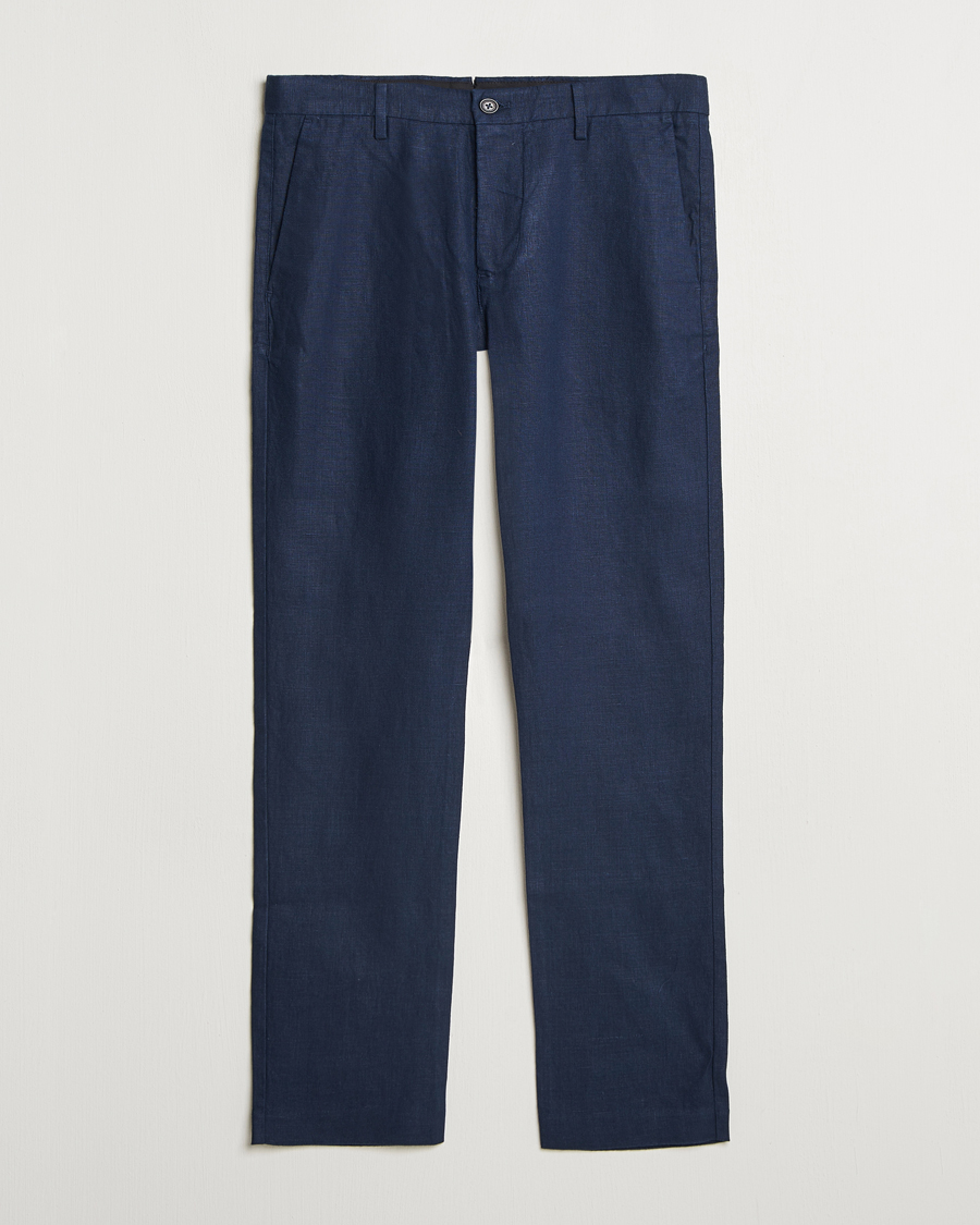 Homme | Pantalons | NN07 | Theo Linen Trousers Navy Blue