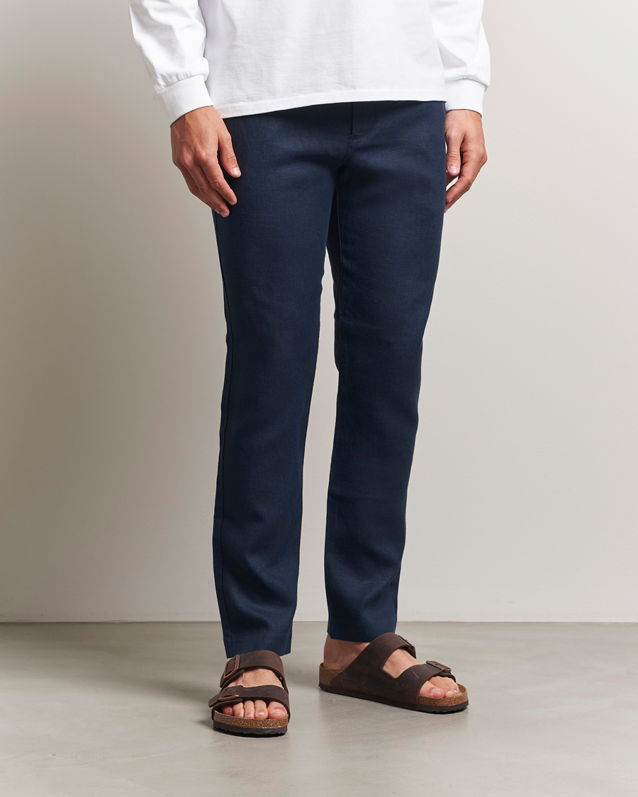 Homme | Pantalons | NN07 | Theo Linen Trousers Navy Blue