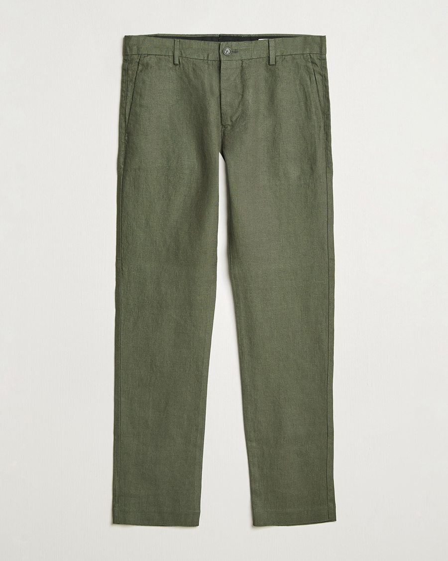Homme | Pantalons | NN07 | Theo Linen Trousers Croc Green