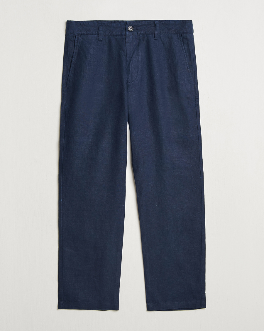 Homme | Pantalons | NN07 | Aden Regular Fit Linen Chinos Navy Blue