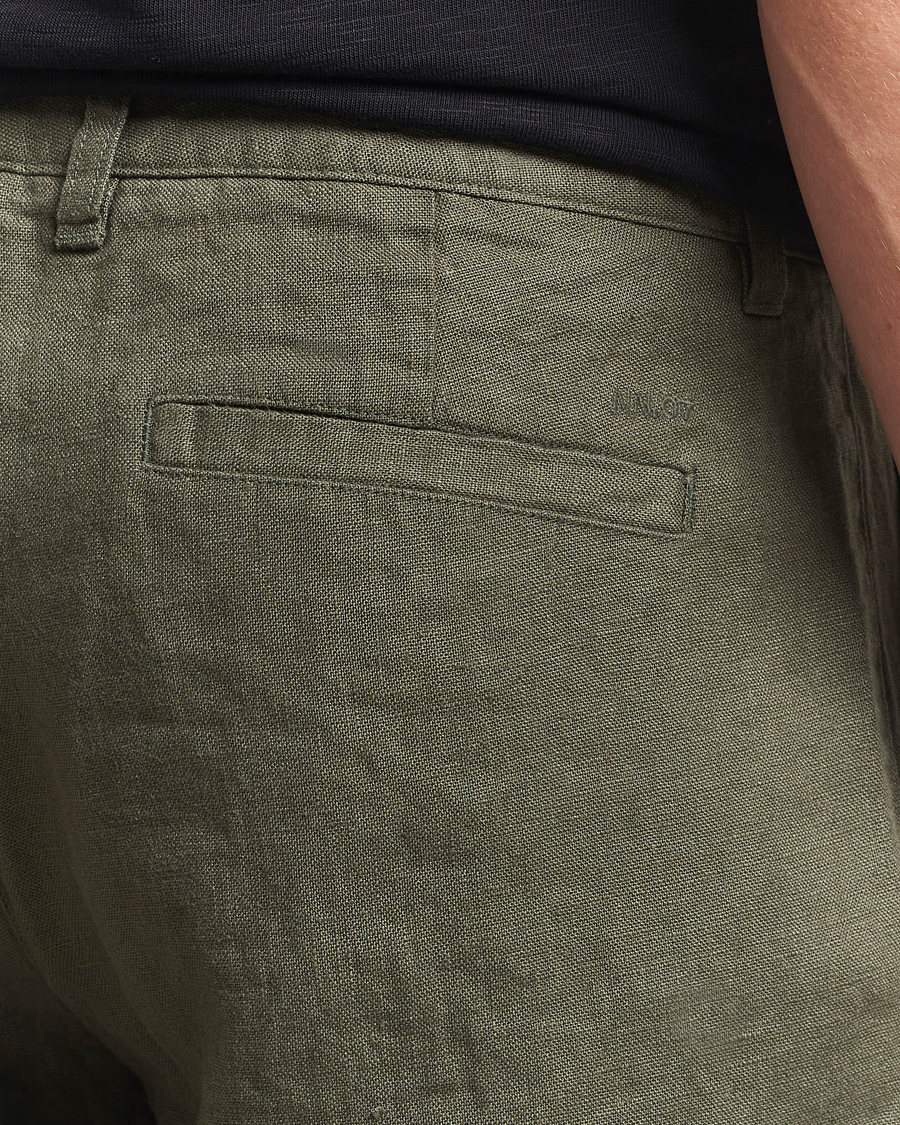 Homme | Pantalons | NN07 | Aden Regular Fit Linen Trousers Croc Green