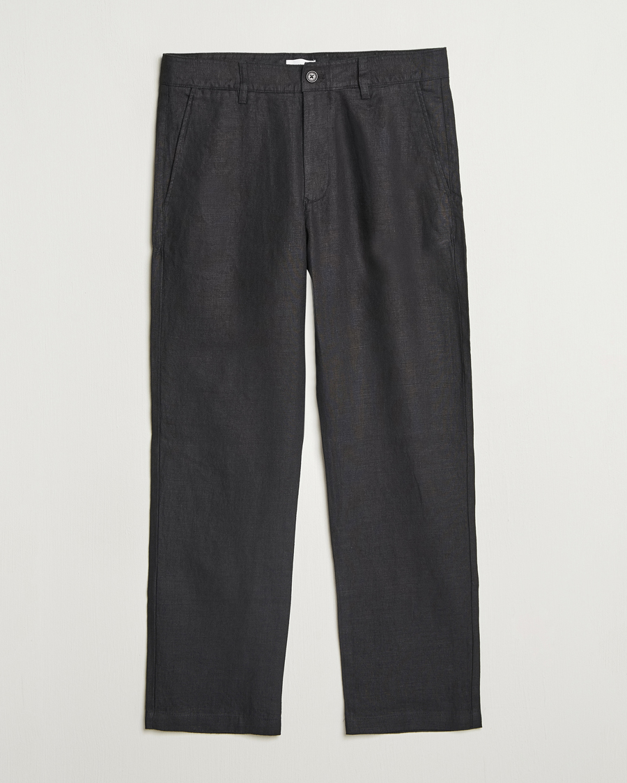 Homme | Pantalons | NN07 | Aden Regular Fit Linen Trousers Black