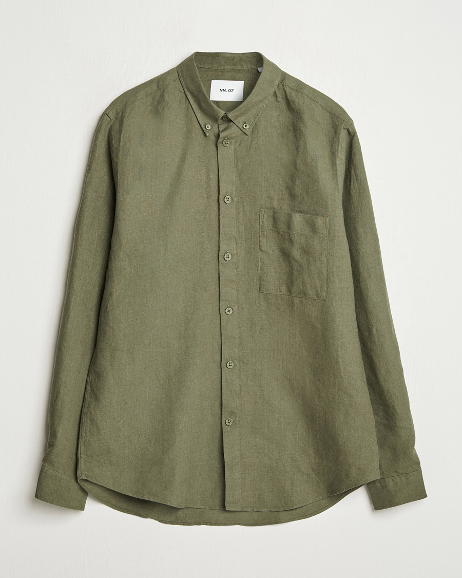 Homme | Chemises | NN07 | Arne Linen Button Down Shirt Capers Green