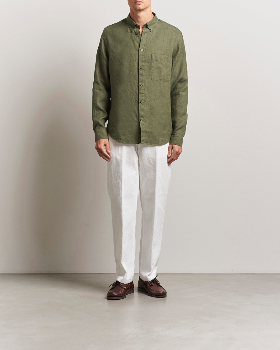Homme | Chemises | NN07 | Arne Linen Button Down Shirt Capers Green