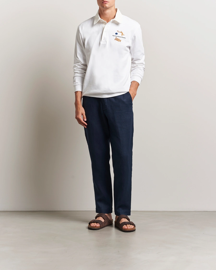 Homme | Pantalons | NN07 | Billie Linen Drawstring Trousers Navy Blue