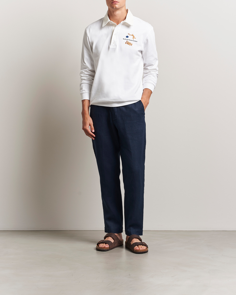 Homme | Pantalons | NN07 | Billie Linen Drawstring Trousers Navy Blue
