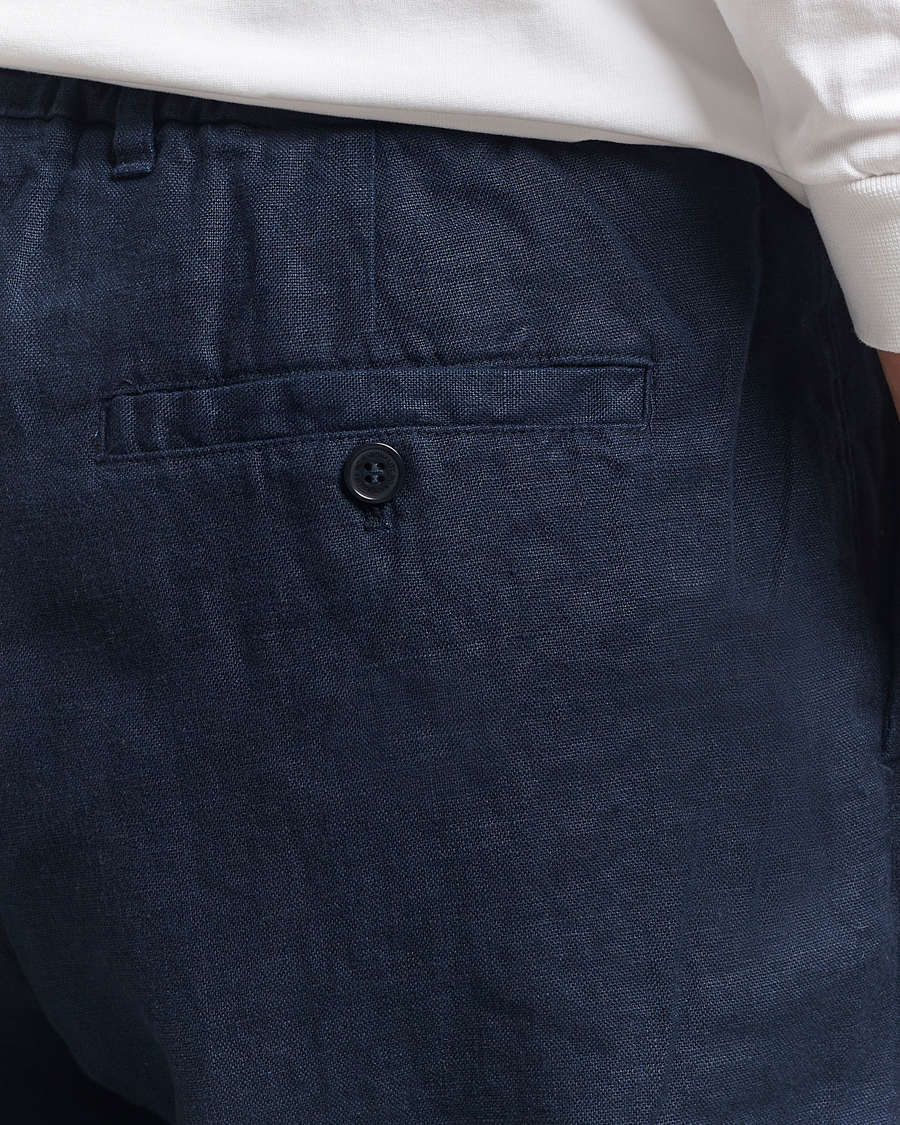 Homme | Pantalons | NN07 | Billie Linen Drawstring Trousers Navy Blue