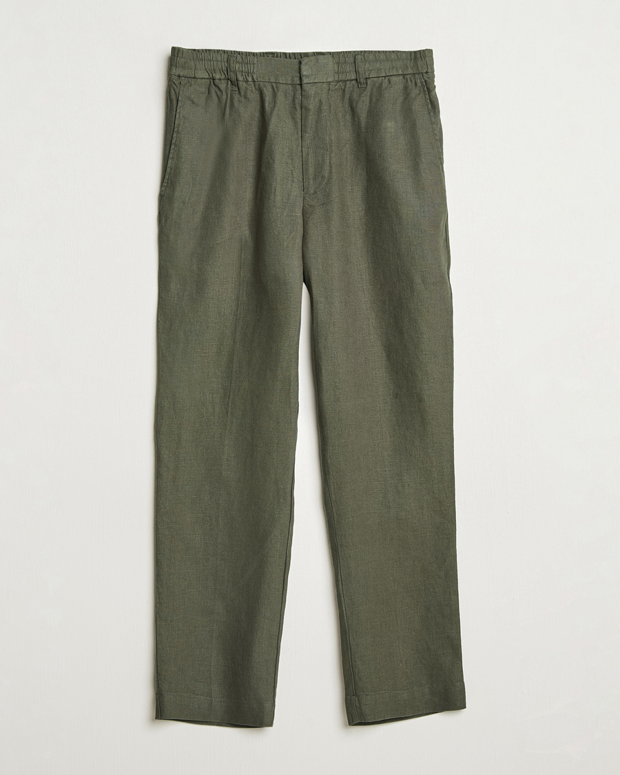 Homme | Pantalons | NN07 | Billie Linen Drawstring Trousers Croc Green