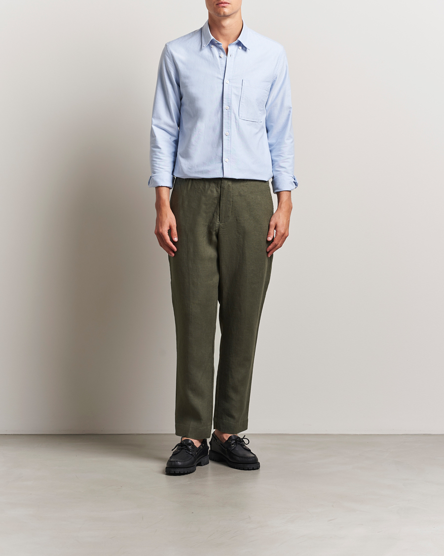 Homme | Pantalons | NN07 | Billie Linen Drawstring Trousers Croc Green
