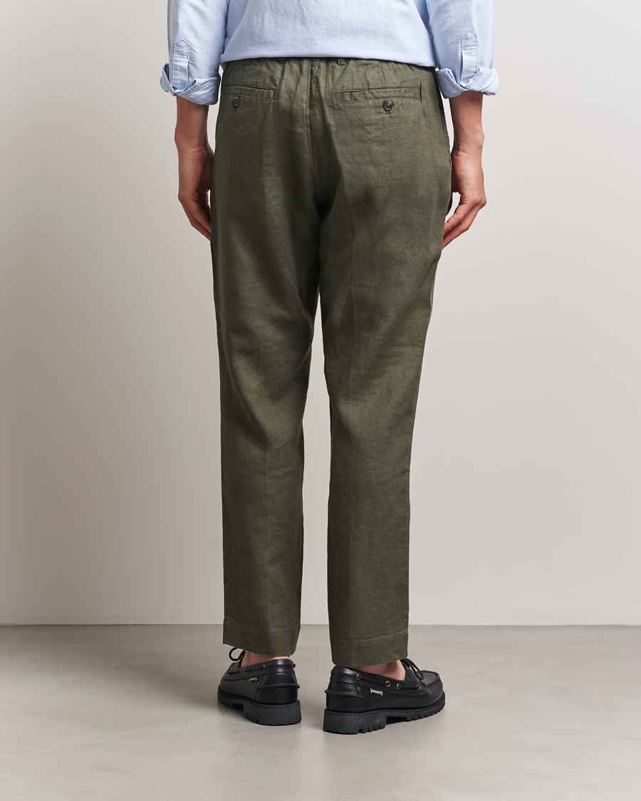 Homme | Pantalons | NN07 | Billie Linen Drawstring Trousers Croc Green