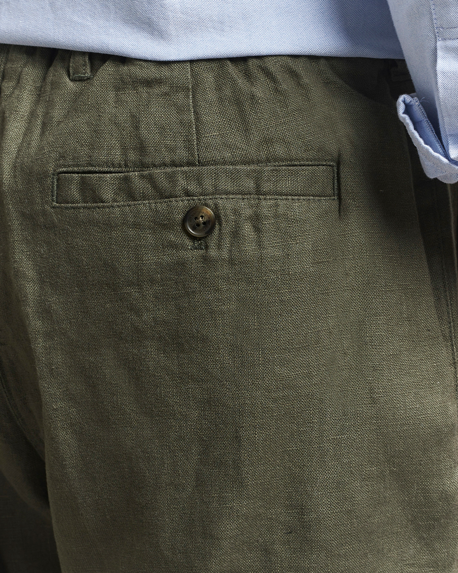 Homme | Pantalons | NN07 | Billie Linen Drawstring Trousers Croc Green