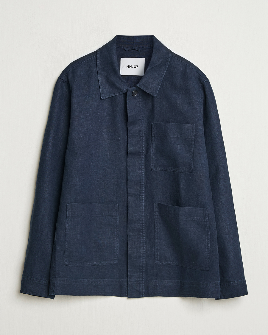 Homme | Chemises | NN07 | Olav Linen Overshirt Navy Blue