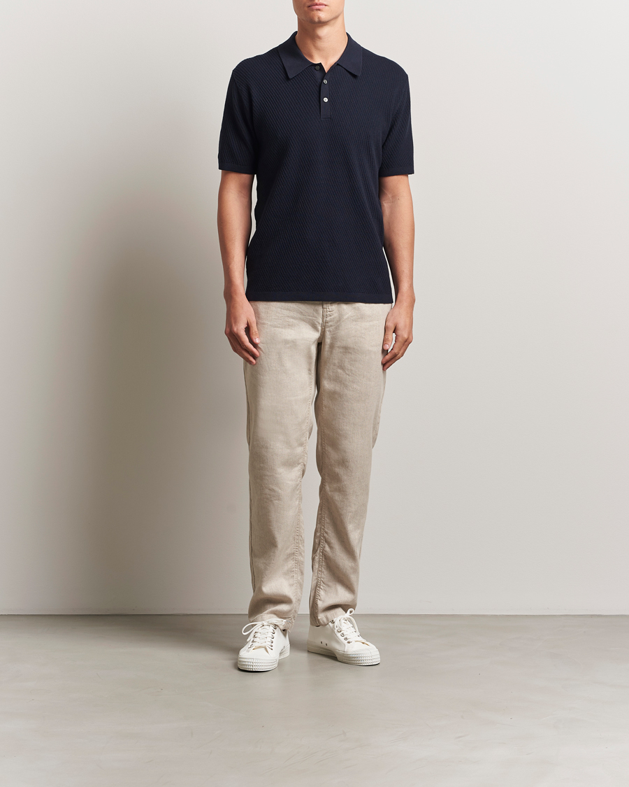 Homme | Polos | Tiger of Sweden | Reid Structured Knitted Polo Bruised Blue