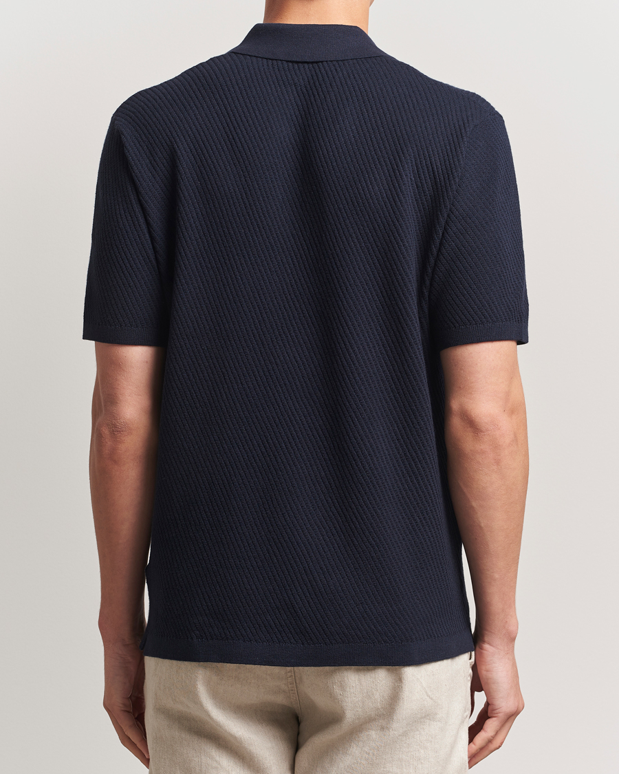 Homme | Polos | Tiger of Sweden | Reid Structured Knitted Polo Bruised Blue