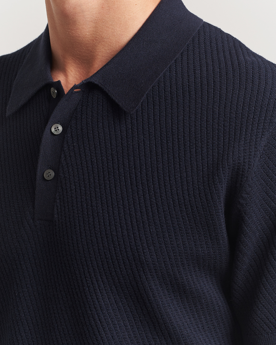 Homme | Polos | Tiger of Sweden | Reid Structured Knitted Polo Bruised Blue