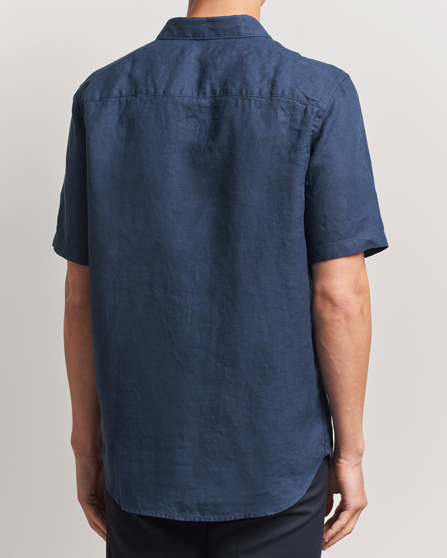 Homme | Chemises | NN07 | Enzo Linen Short Sleeve Shirt Navy Blue