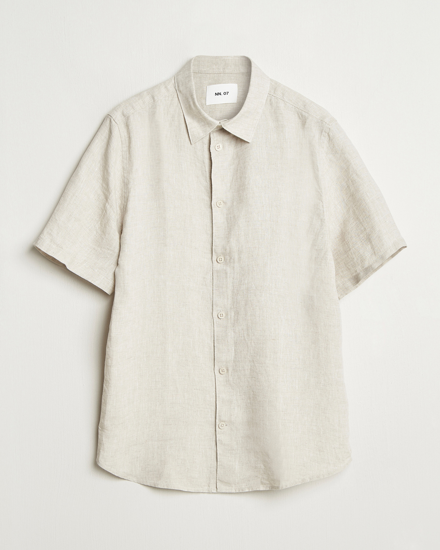 Homme | Chemises | NN07 | Enzo Linen Short Sleeve Shirt Oat