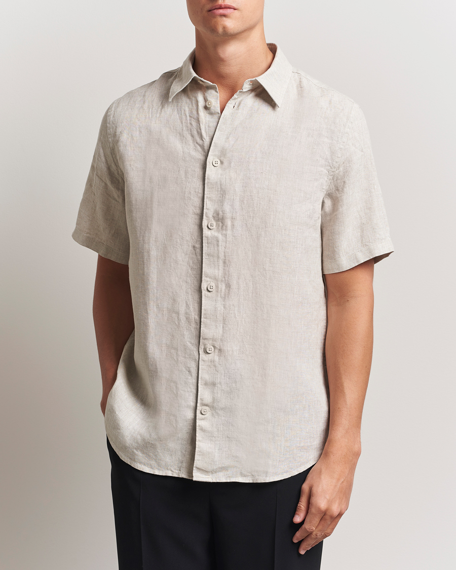 Homme | Chemises | NN07 | Enzo Linen Short Sleeve Shirt Oat