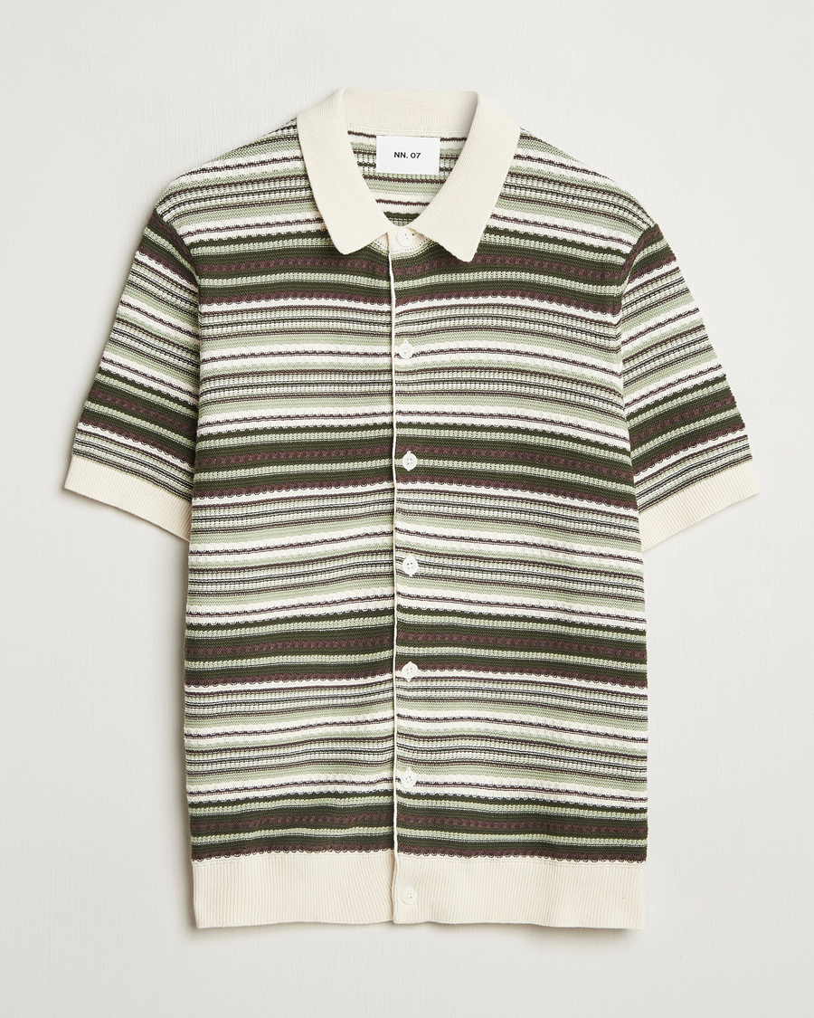 Homme | Chemises | NN07 | Nolan Knitted Striped Short Sleeve Shirt Multi