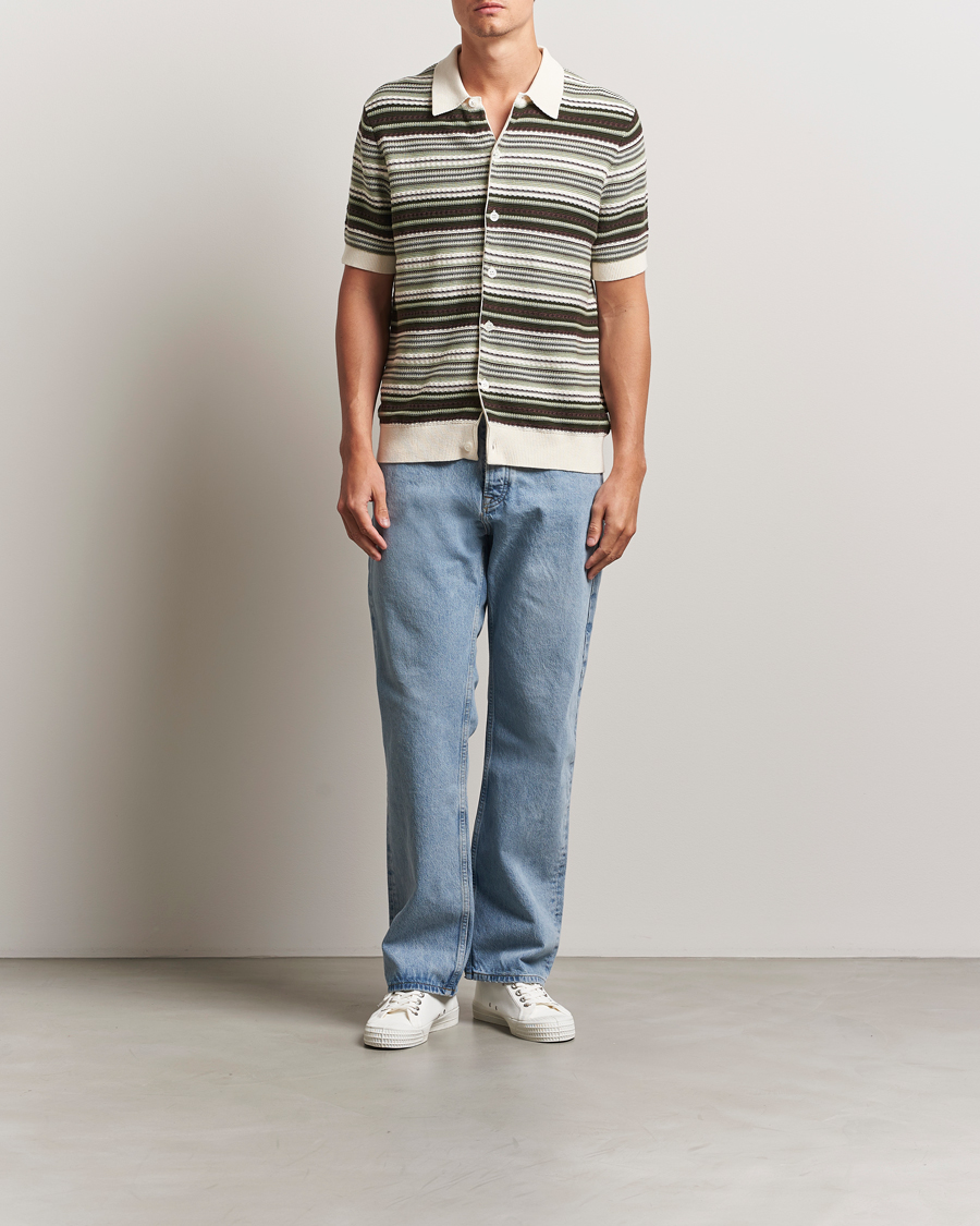 Homme | Chemises | NN07 | Nolan Knitted Striped Short Sleeve Shirt Multi