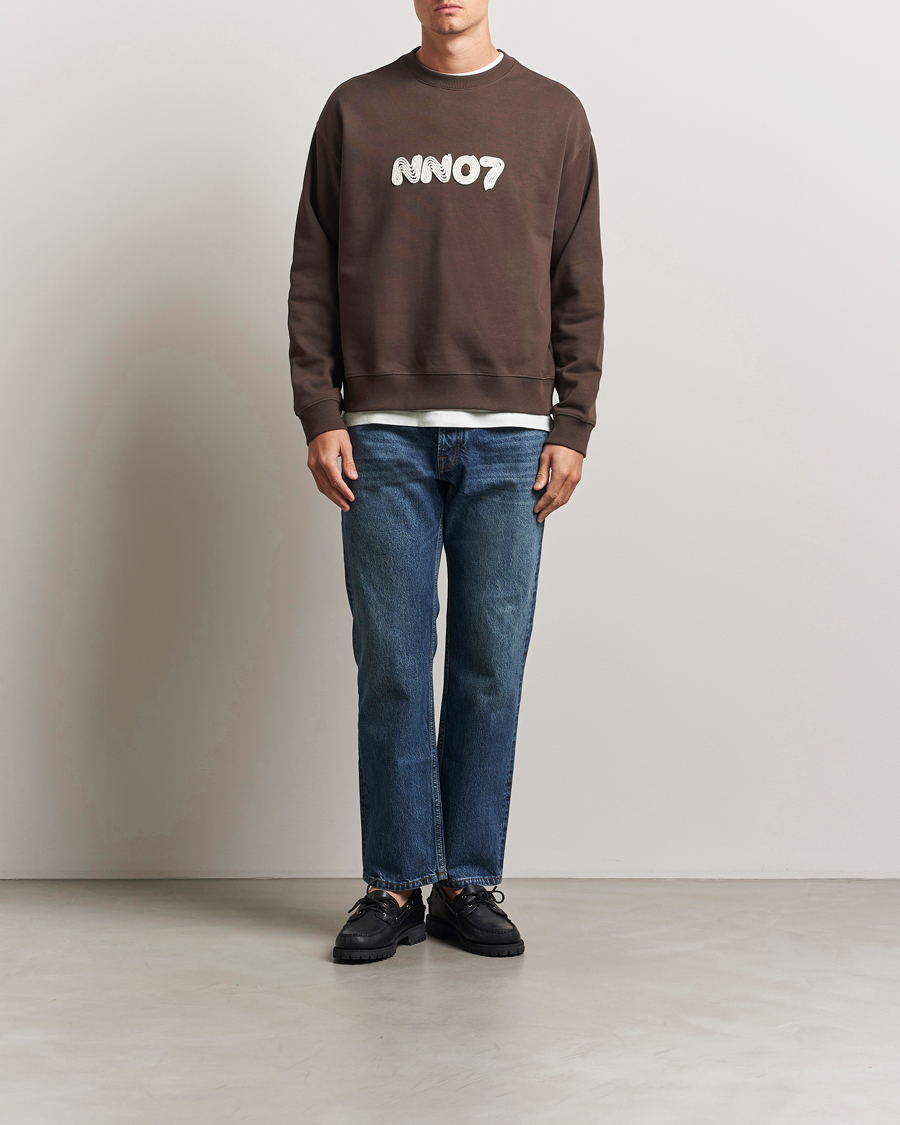 Homme | Pulls Et Tricots | NN07 | David Rope Logo Crew Neck Sweatshirt Coffee