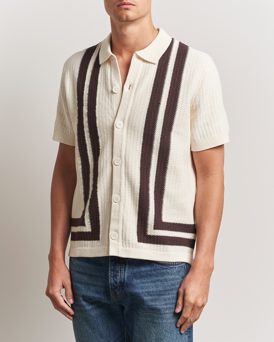 Homme | Chemises | NN07 | Ares Knitted Short Sleeve Shirt Ivory