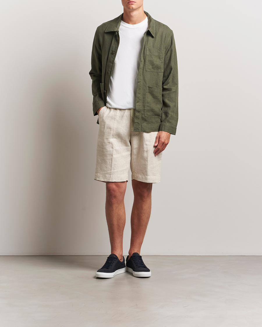 Homme | Chemises | NN07 | Olav Linen Overshirt Croc Green